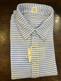 GMF CAMICIA/POLO IN PIQUET 4 BOTTONI VESTIBILITA’ COMODA RIGHE BIANCHE E CELESTI MADE IN ITALY
