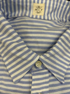 GMF CAMICIA/POLO IN PIQUET 4 BOTTONI VESTIBILITA’ COMODA RIGHE BIANCHE E CELESTI MADE IN ITALY