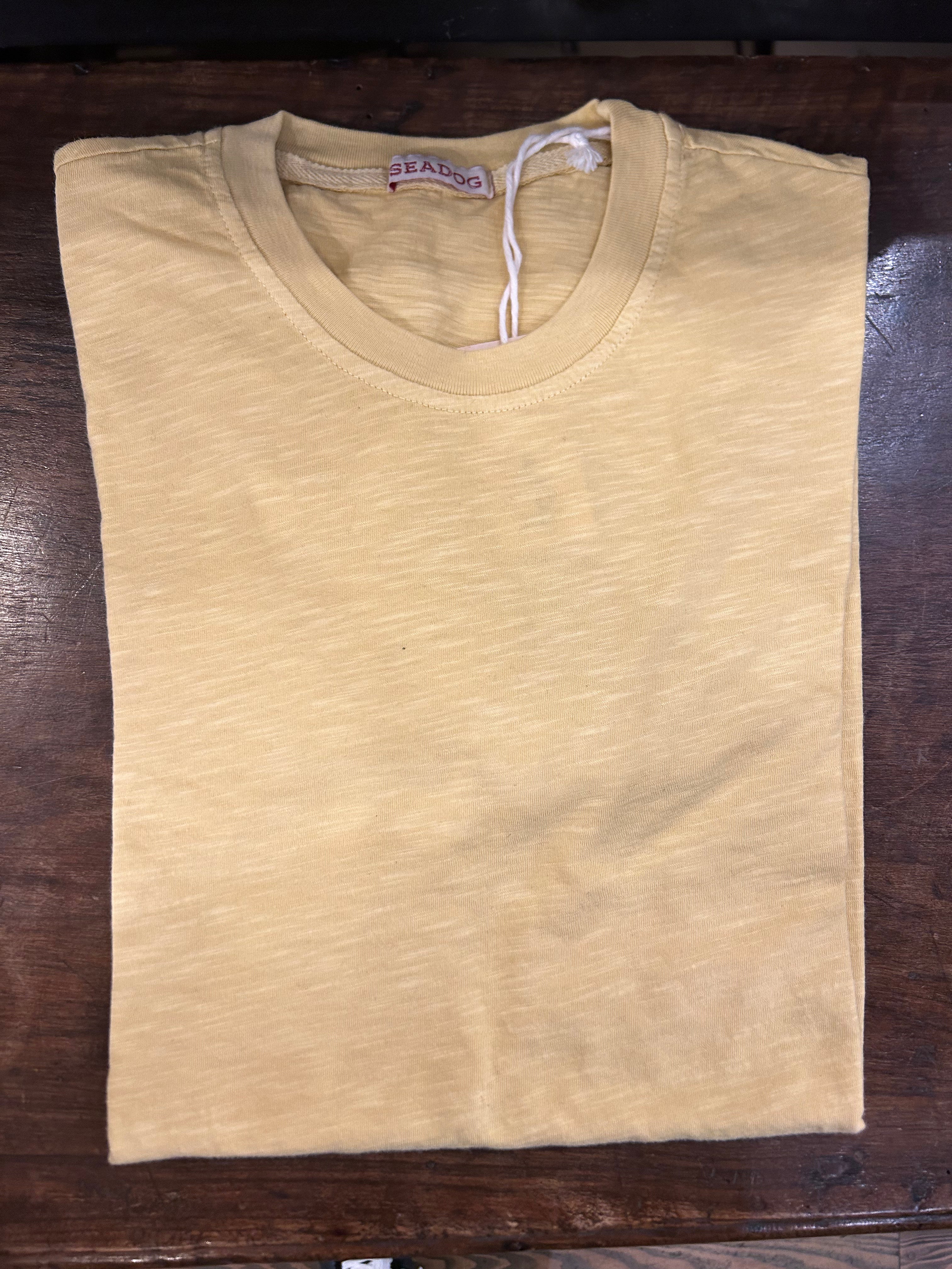 SEADOG T-SHIRT MANICA CORTA COLORE SENAPE 100% COTONE FIAMMATO MADE IN ITALY