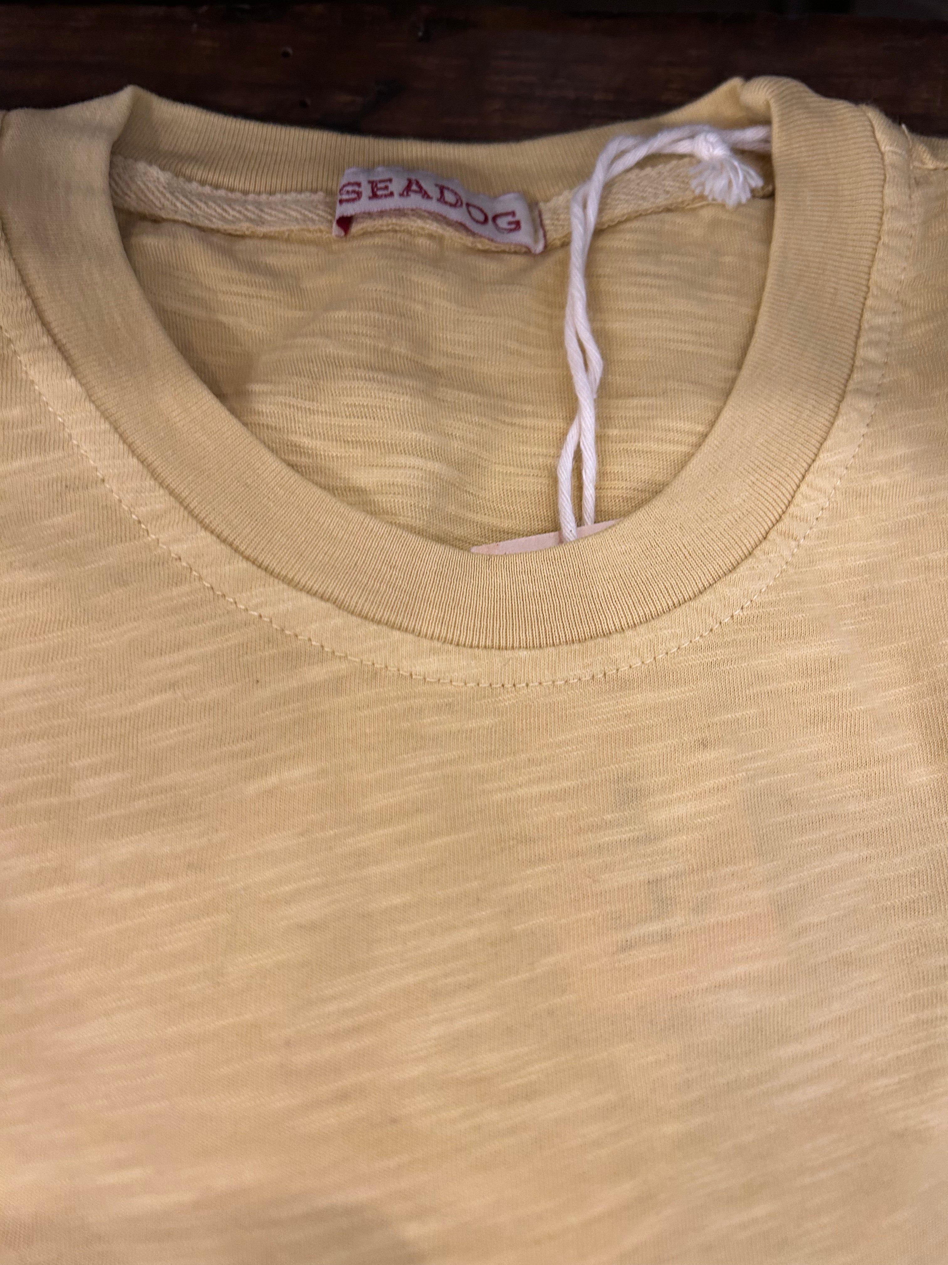 SEADOG T-SHIRT MANICA CORTA COLORE SENAPE 100% COTONE FIAMMATO MADE IN ITALY