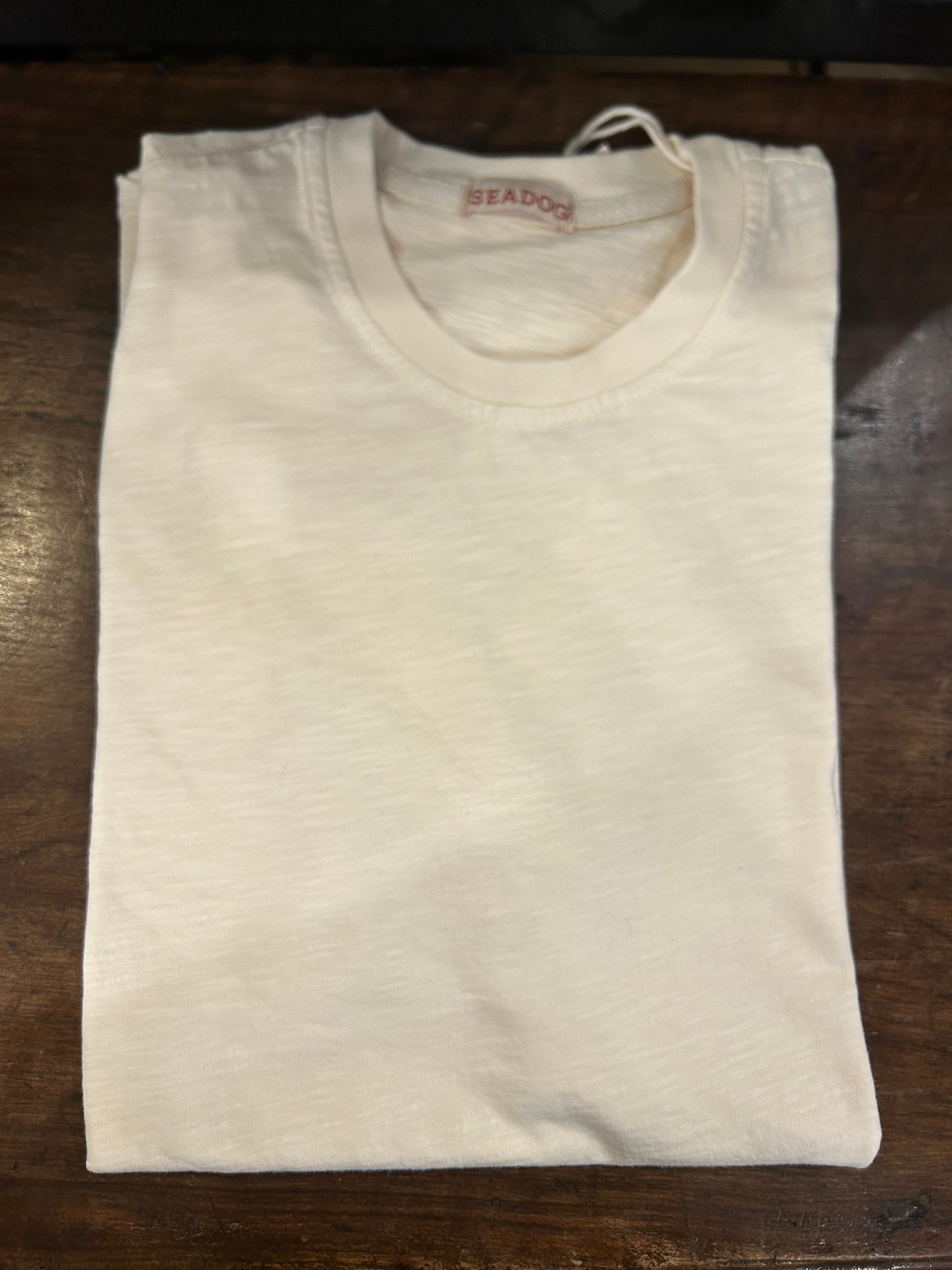 SEADOG T-SHIRT RAGLAN MANICA CORTA COLORE OFF WHITE 100% COTONE FIAMMATO MADE IN ITALY