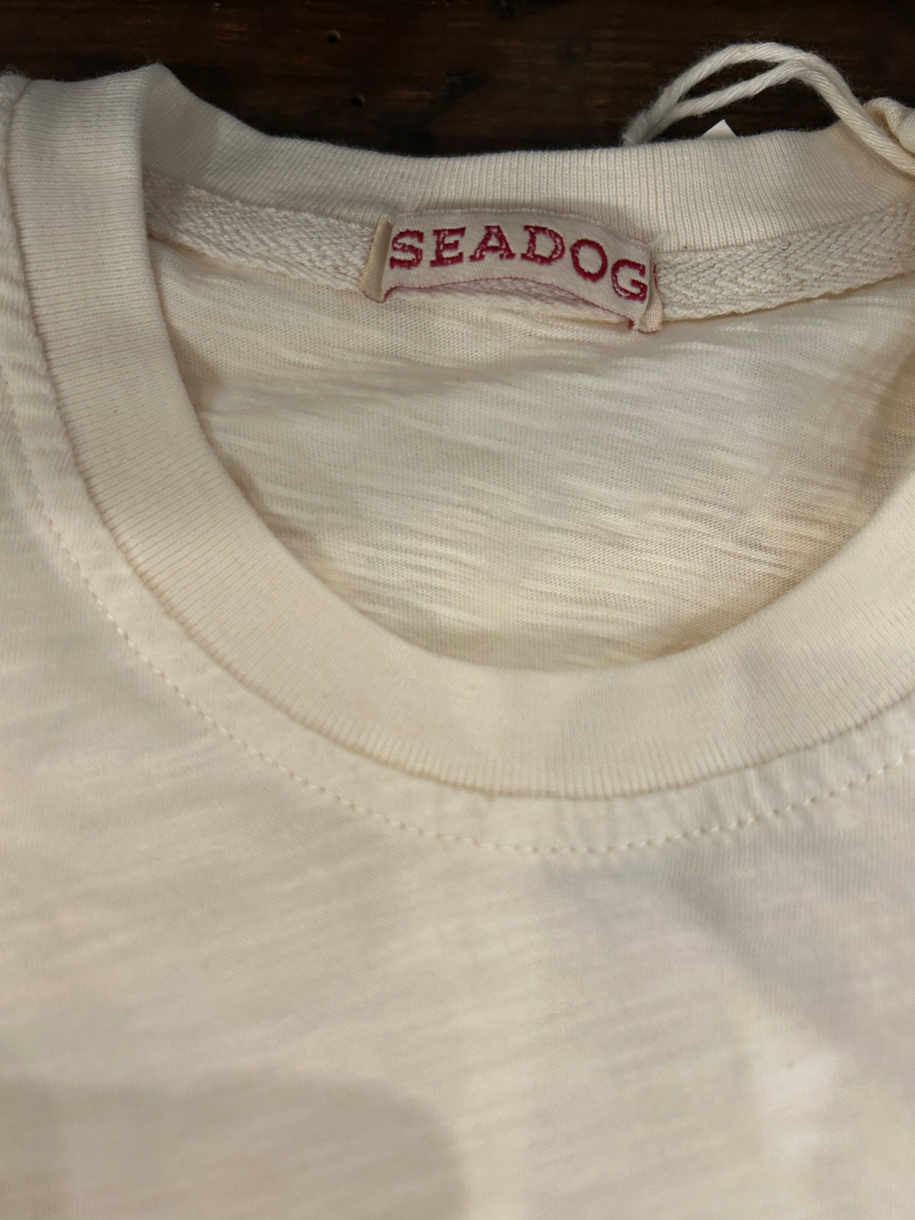 SEADOG T-SHIRT RAGLAN MANICA CORTA COLORE OFF WHITE 100% COTONE FIAMMATO MADE IN ITALY