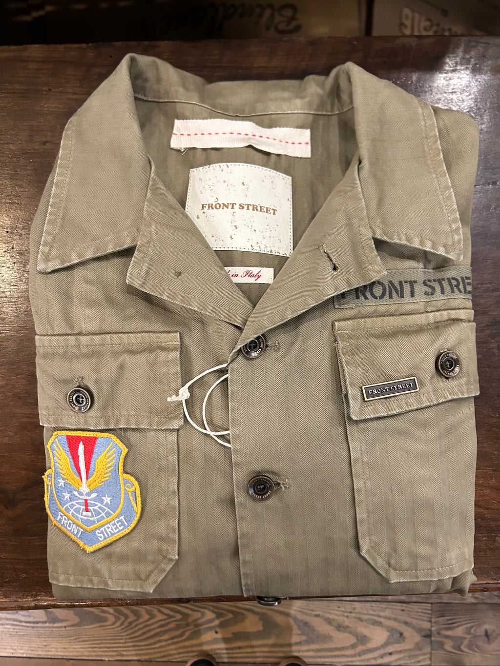 FRONT STREET 8 OVERSHIRT GREEN MADE IN ITALY