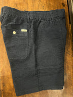 ANERKJENDT BERMUDA COLORE NAVY IN SEERSUCKER VESTIBILITA’ COMODA CON ELASTICO E LACCI IN VITA