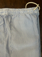 IN THE BOX BERMUDA A RIGHE BIANCHE E CELESTI TESSUTO SEERSUCKER CON COLUISSE IN VITA CON TASCHE LATERALI E TASCA DIETRO CON RICAMO MADE IN ITALY