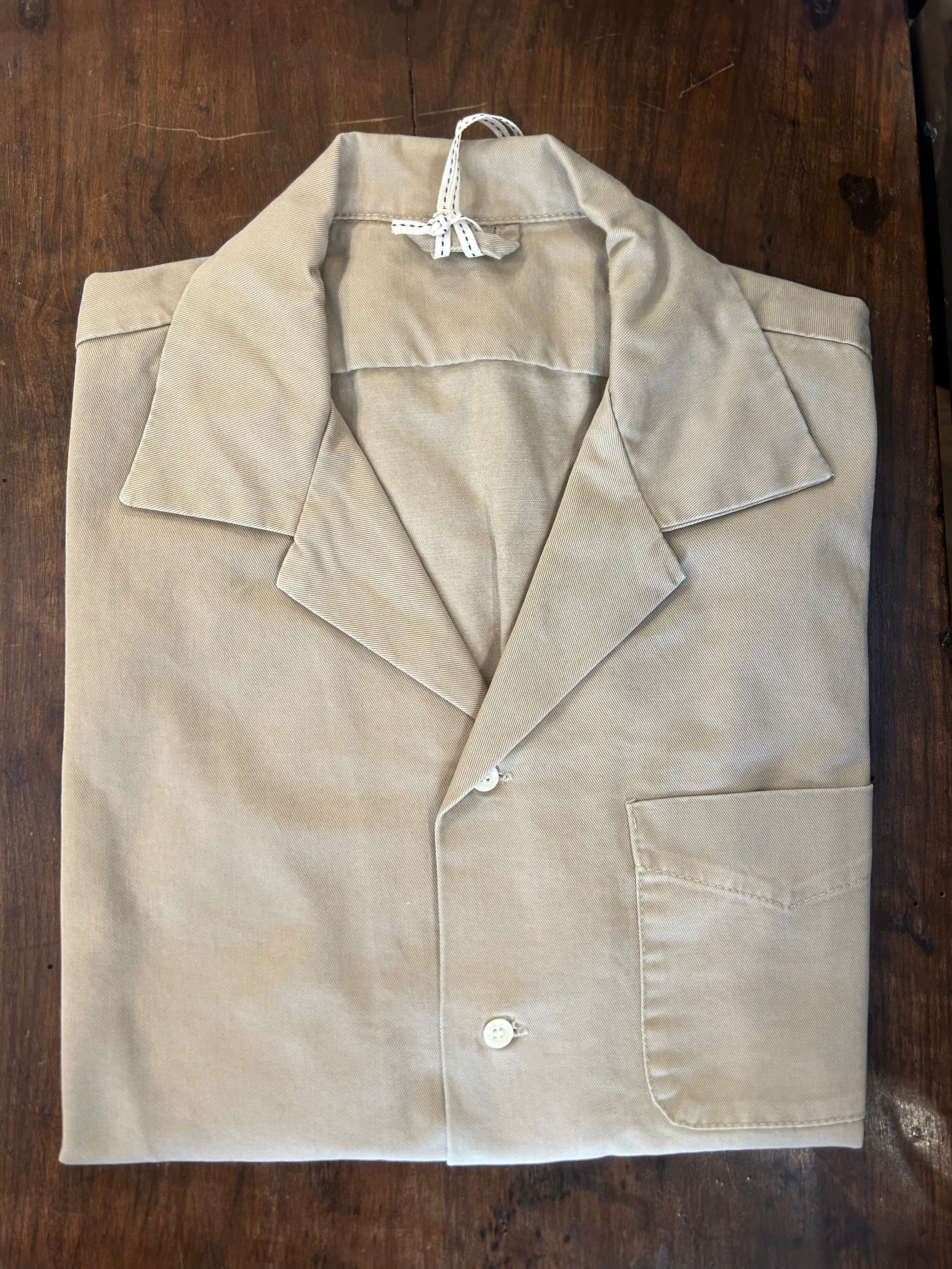 PERFECTION SHIRT MILITARE COLORE BEIGE COTONE GRAFFIATO MADE IN ITALY