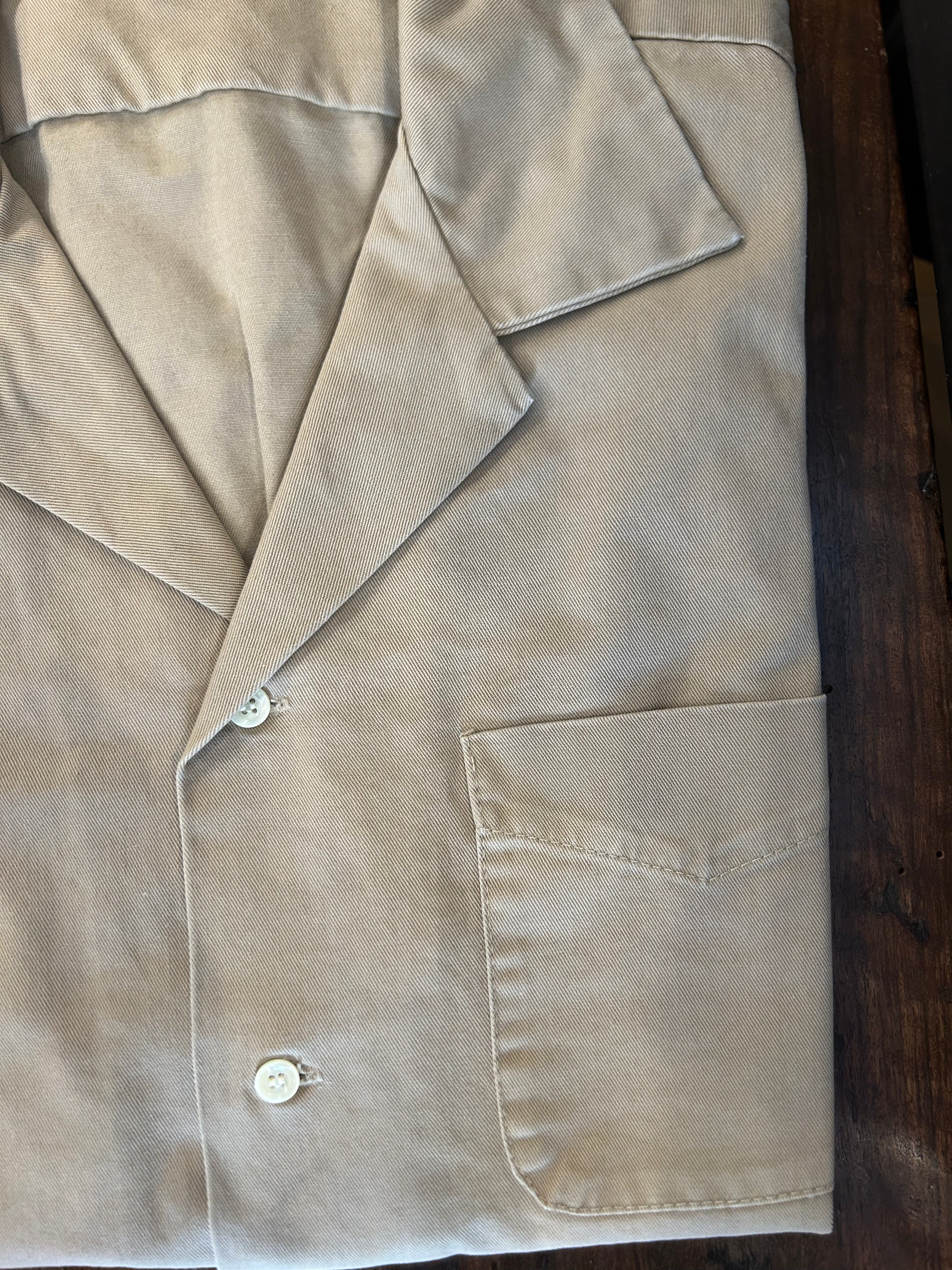 PERFECTION SHIRT MILITARE COLORE BEIGE COTONE GRAFFIATO MADE IN ITALY