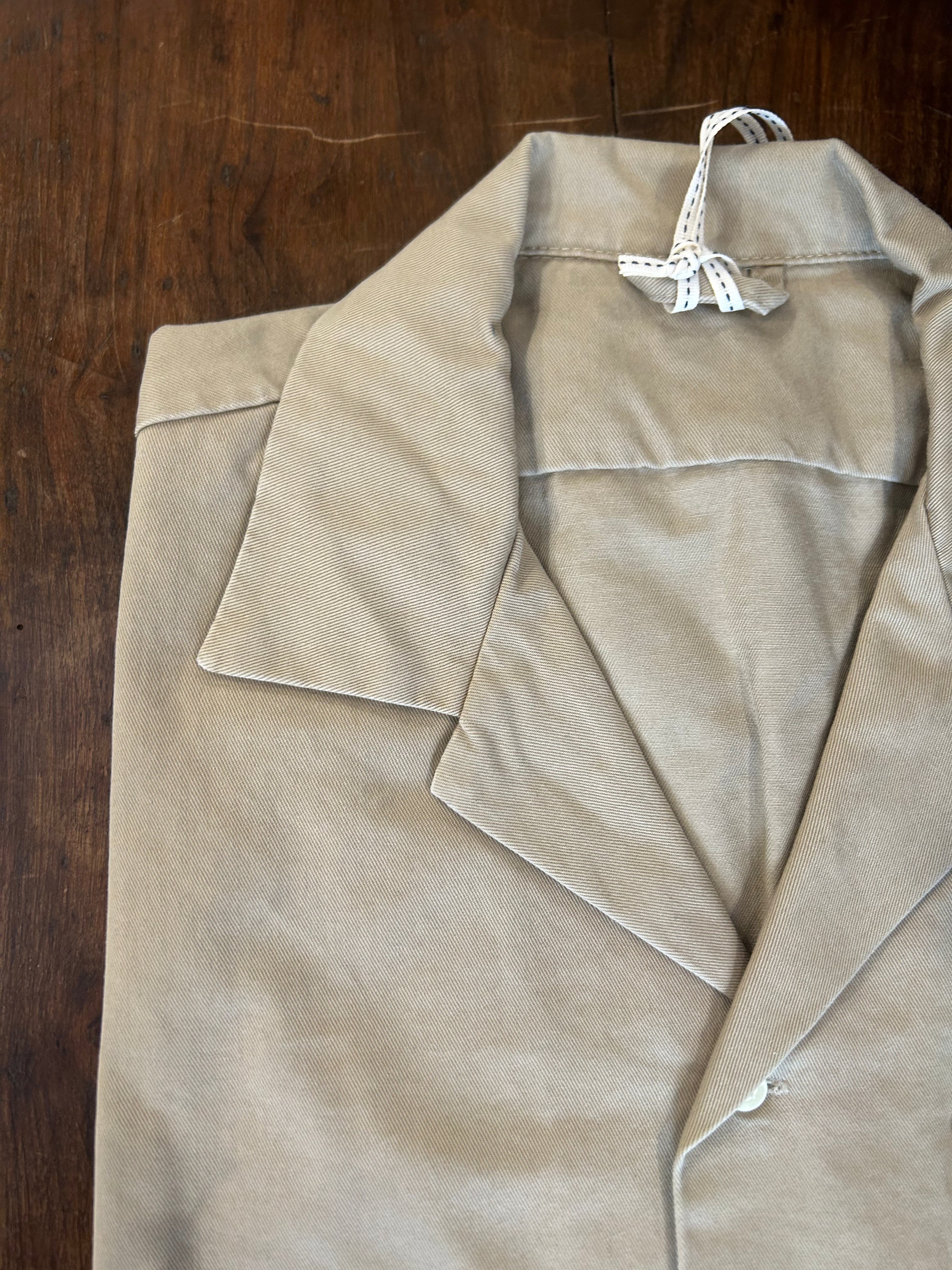PERFECTION SHIRT MILITARE COLORE BEIGE COTONE GRAFFIATO MADE IN ITALY