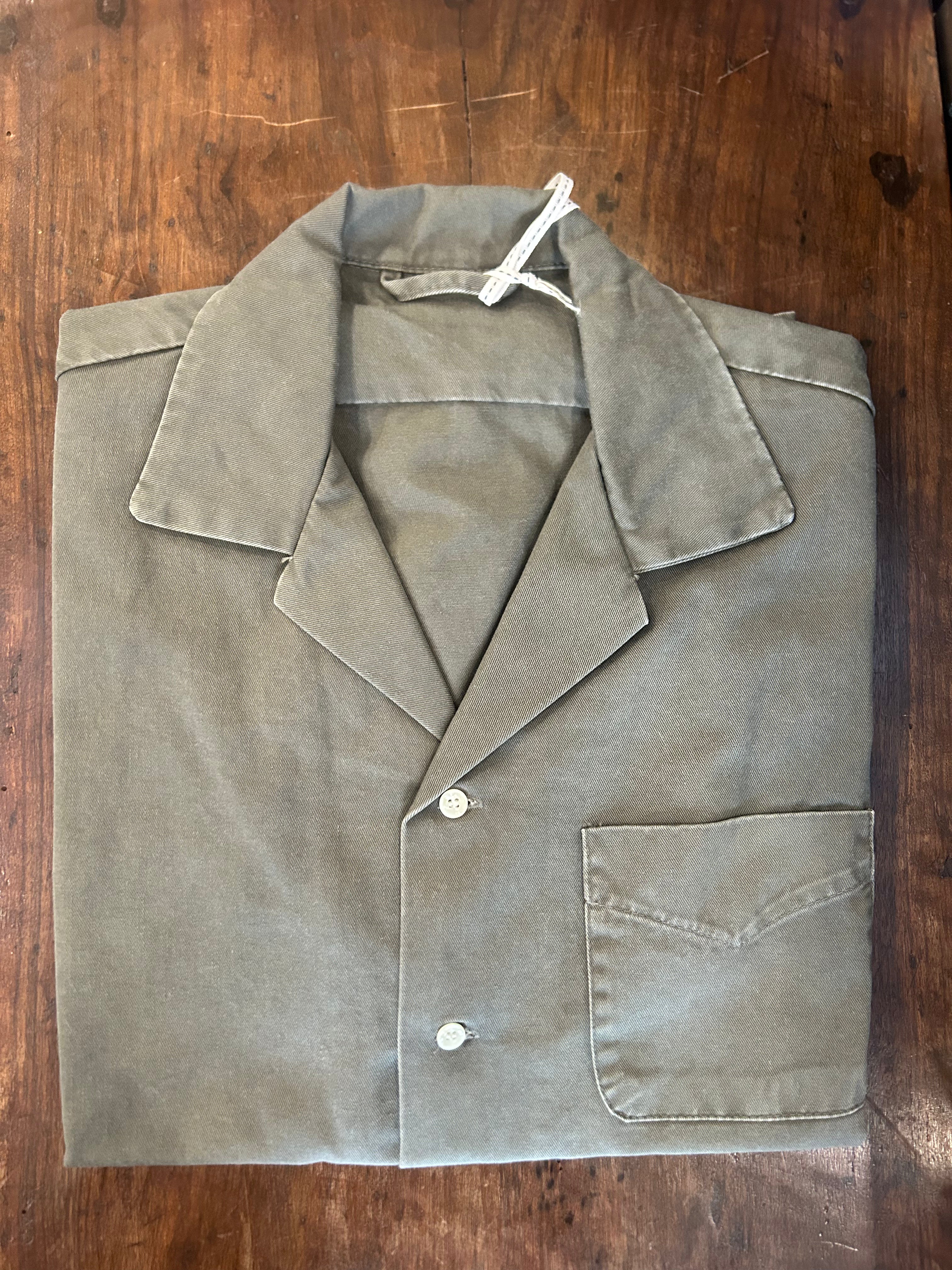 PERFECTION SHIRT MILITARE COLORE VERDE MILITARE COTONE GRAFFIATO MADE IN ITALY