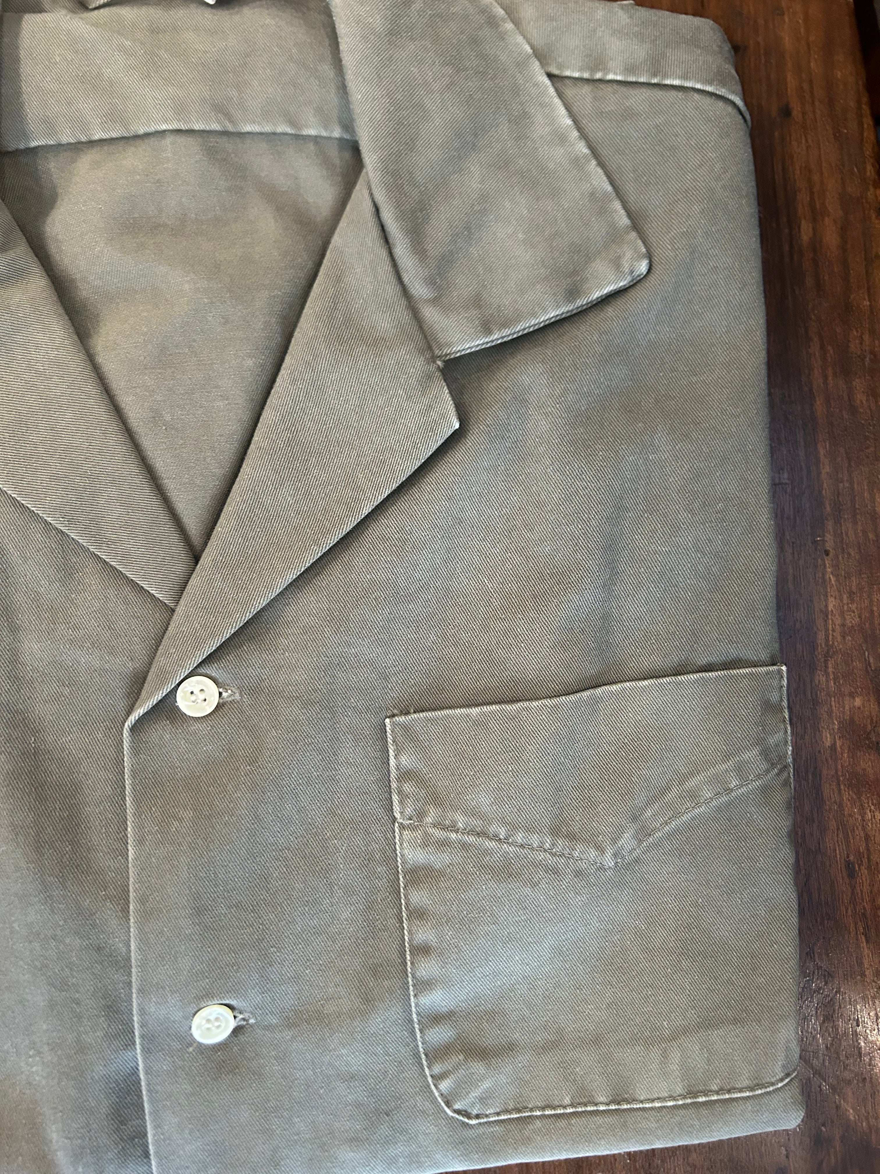 PERFECTION SHIRT MILITARE COLORE VERDE MILITARE COTONE GRAFFIATO MADE IN ITALY