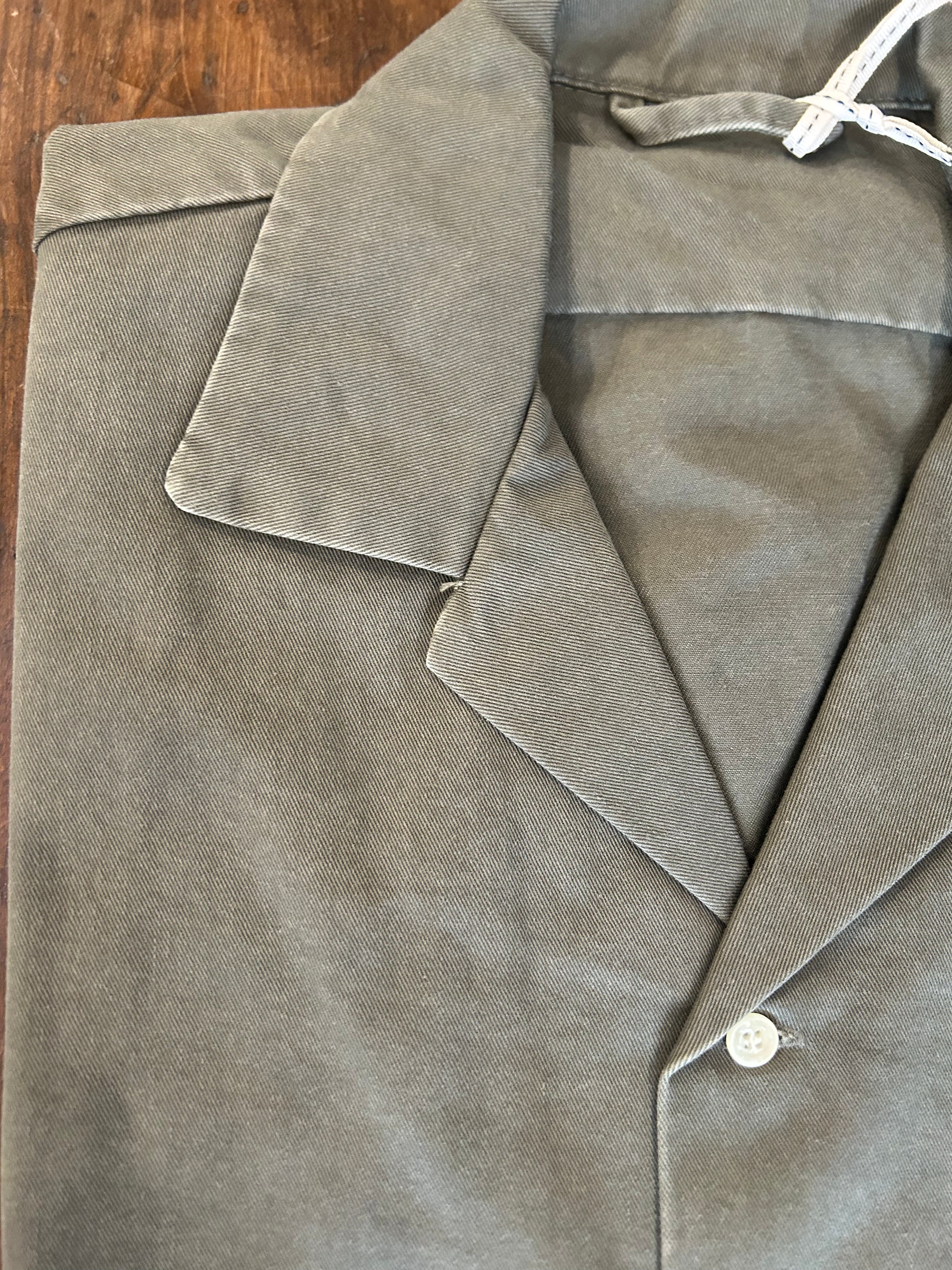 PERFECTION SHIRT MILITARE COLORE VERDE MILITARE COTONE GRAFFIATO MADE IN ITALY
