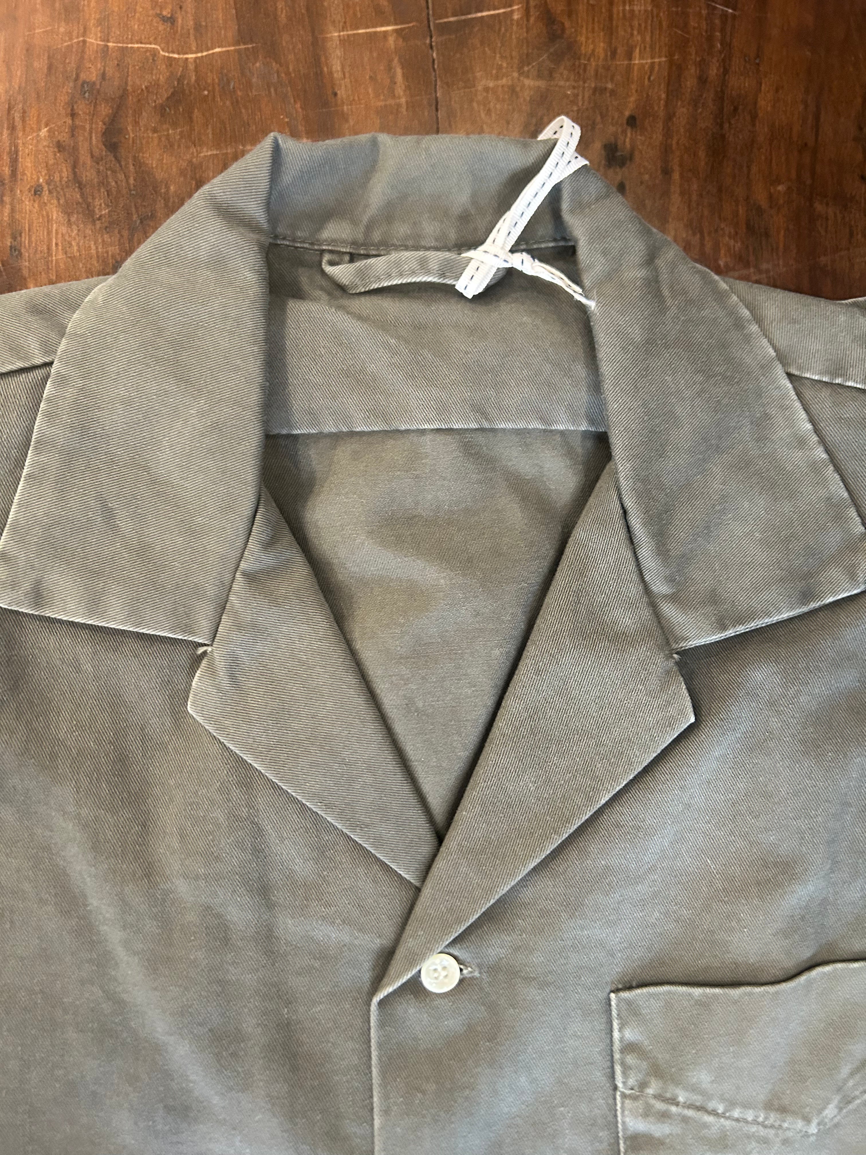 PERFECTION SHIRT MILITARE COLORE VERDE MILITARE COTONE GRAFFIATO MADE IN ITALY