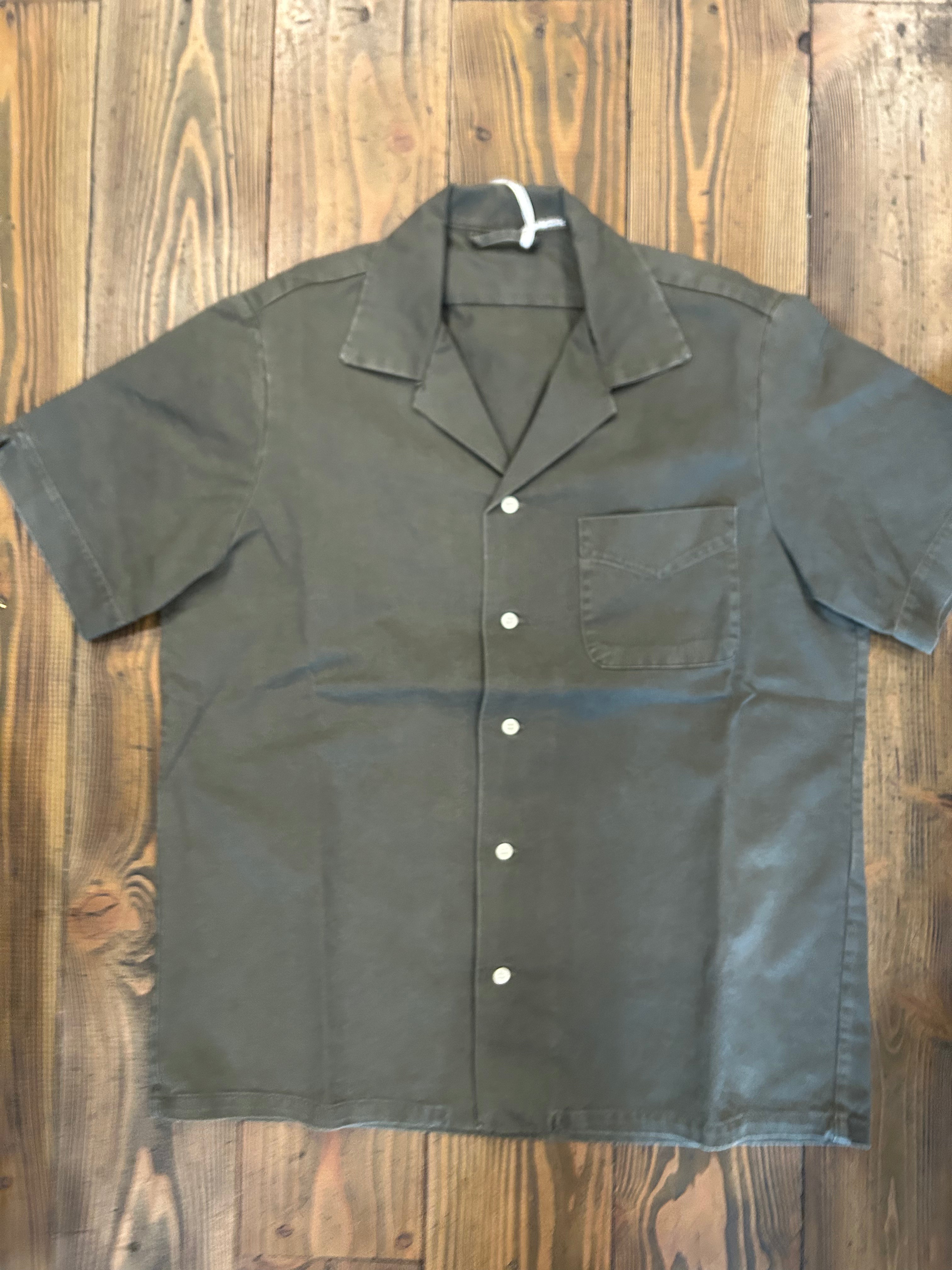PERFECTION SHIRT MILITARE COLORE VERDE MILITARE COTONE GRAFFIATO MADE IN ITALY