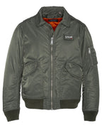 SCHOTT BOMBER COLORE SAGE KHAKI 100% RECYCLED NYLON