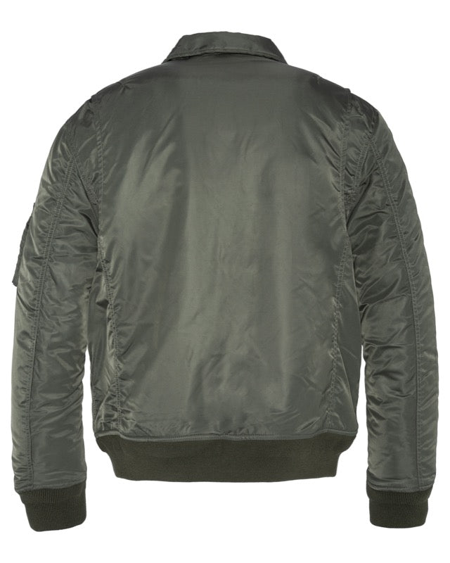 SCHOTT BOMBER COLORE SAGE KHAKI 100% RECYCLED NYLON