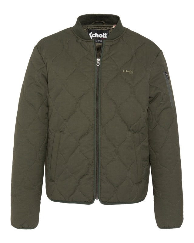 SCHOTT JACKET TRAPUNTATO COLORE ARMY WATER REPELLENT