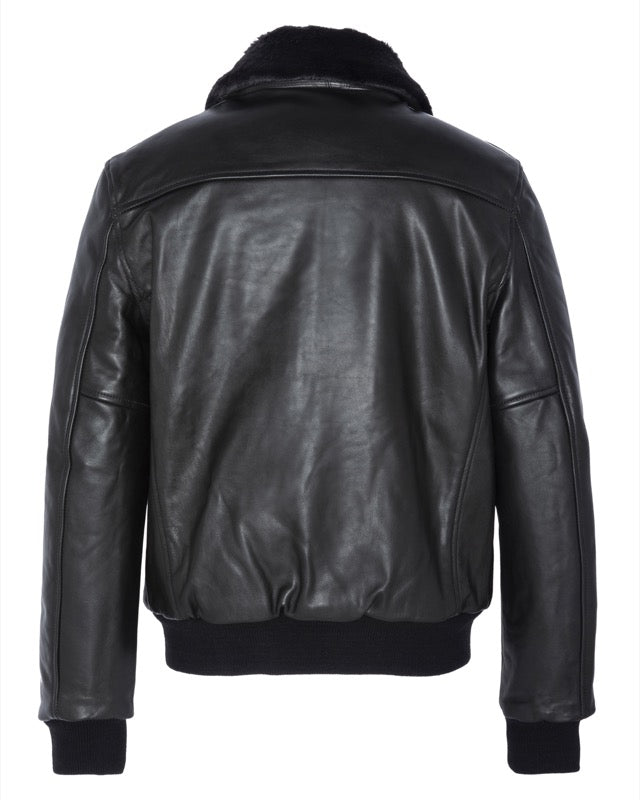 SCHOTT VINTAGE FLIGHT TYPE A-2 CON COLLETTO IN ECO- PELLICCIA REMOVIBILE COLORE NERO IN PELLE DI MUCCA