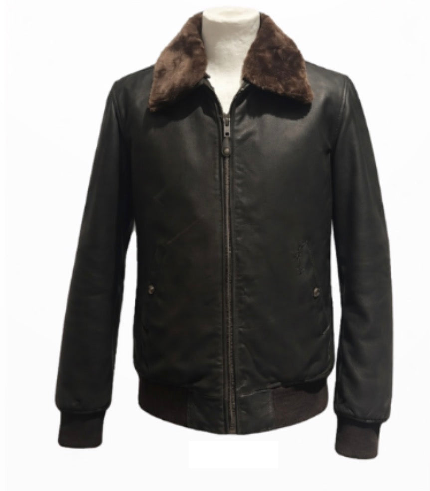 SCHOTT FLIGHT JACKET CON COLLARE REMOVIBILE PELLE DI BUFALO CON STANDARD FIT