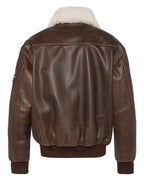 SCHOTT VINTAGE AVIOTOR BROWN JACKET IN PELLE DI CAPRA CON COLLARE IN SHEARLING REMOVIBILE