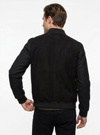 BLUSOTTO GIUBBOTTO 100% VERA PELLE CAMOSCIO/ PANNO LANA COLORE NERA P896