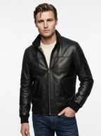 BLUSOTTO BOMBER 100% VERA PELLE NAPPA COLORE NERO P346 MADE IN ITALY