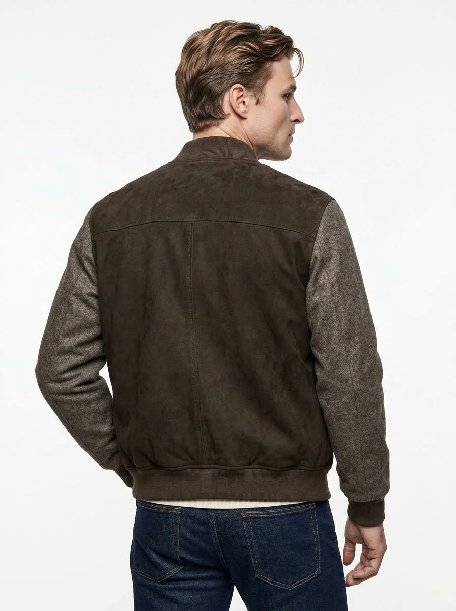 BLUSOTTO GIUBBOTTO 100% VERA PELLE CAMOSCIO/ PANNO LANA COLORE TESTA DI MORO P896