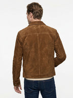 BLUSOTTO 100% VERA PELLE CROSTA COLORE BRUCIATO P492 MADE IN ITALY
