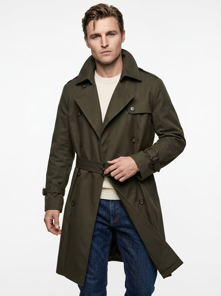 AG TREND TRENCH COLORE VERDONE IN COTONE CON FODERA IN VISCOSA MADE IN ITALY