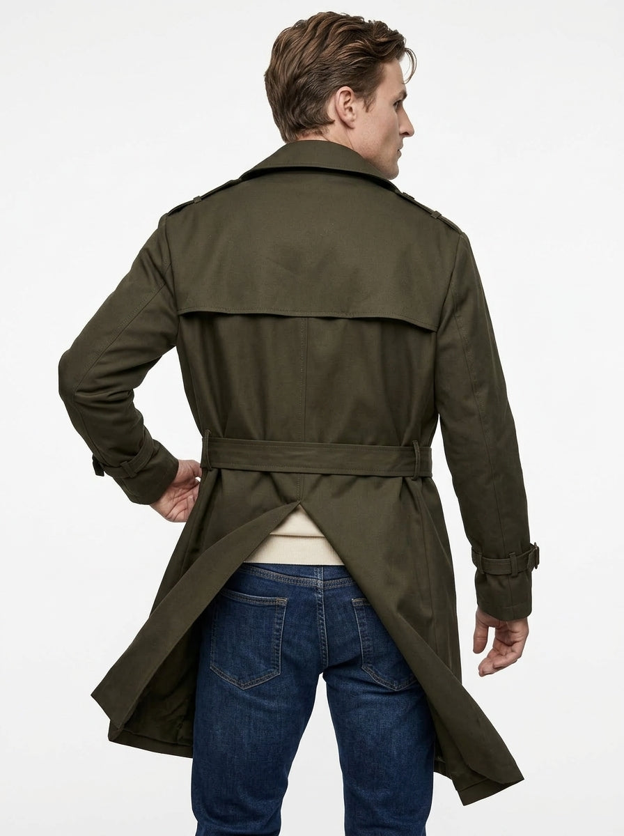 AG TREND TRENCH COLORE VERDONE IN COTONE CON FODERA IN VISCOSA MADE IN ITALY