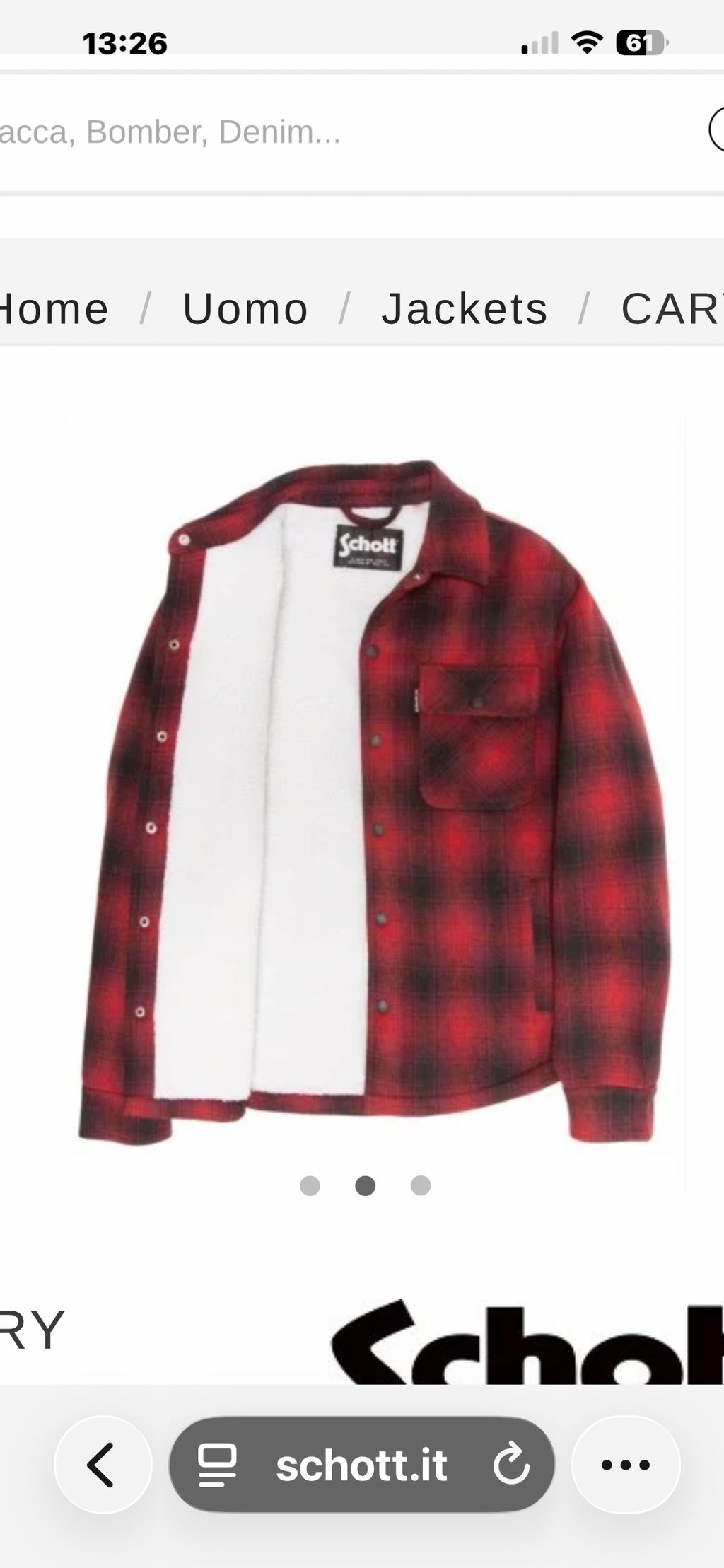 SCHOTT JACKET CON INTERNO IN SHEARLING CHECK RED