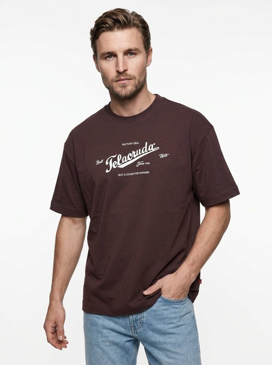 TELACRUDA HEAVY COTTON T-SHIRT MODELLO LIAM COLORE BORDEAUX FIT REGULAR MADE IN ITALY