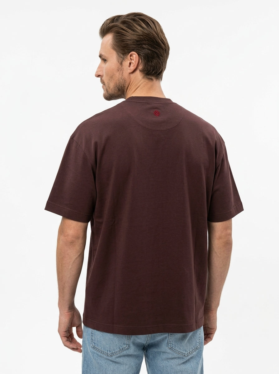TELACRUDA HEAVY COTTON T-SHIRT MODELLO LIAM COLORE BORDEAUX FIT REGULAR MADE IN ITALY