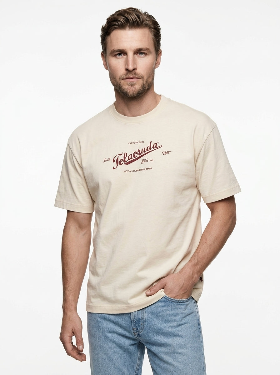 TELACRUDA HEAVY COTTON T-SHIRT MODELLO LIAM COLORE SABBIA FIT REGULAR MADE IN ITALY