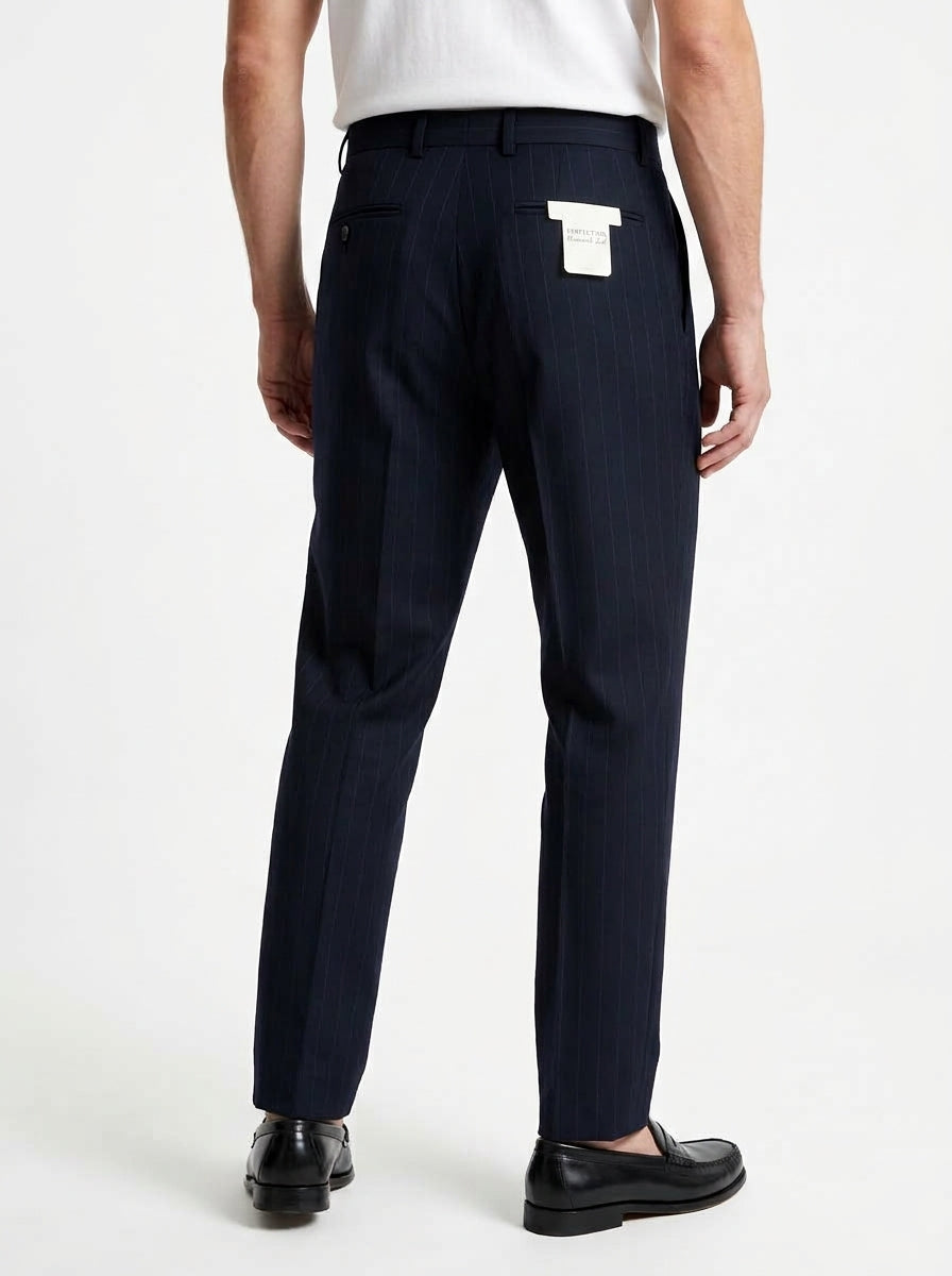 PERFECTION PANTALONE DOPPIA PENCE GESSATO/NAVY MADE IN ITALY