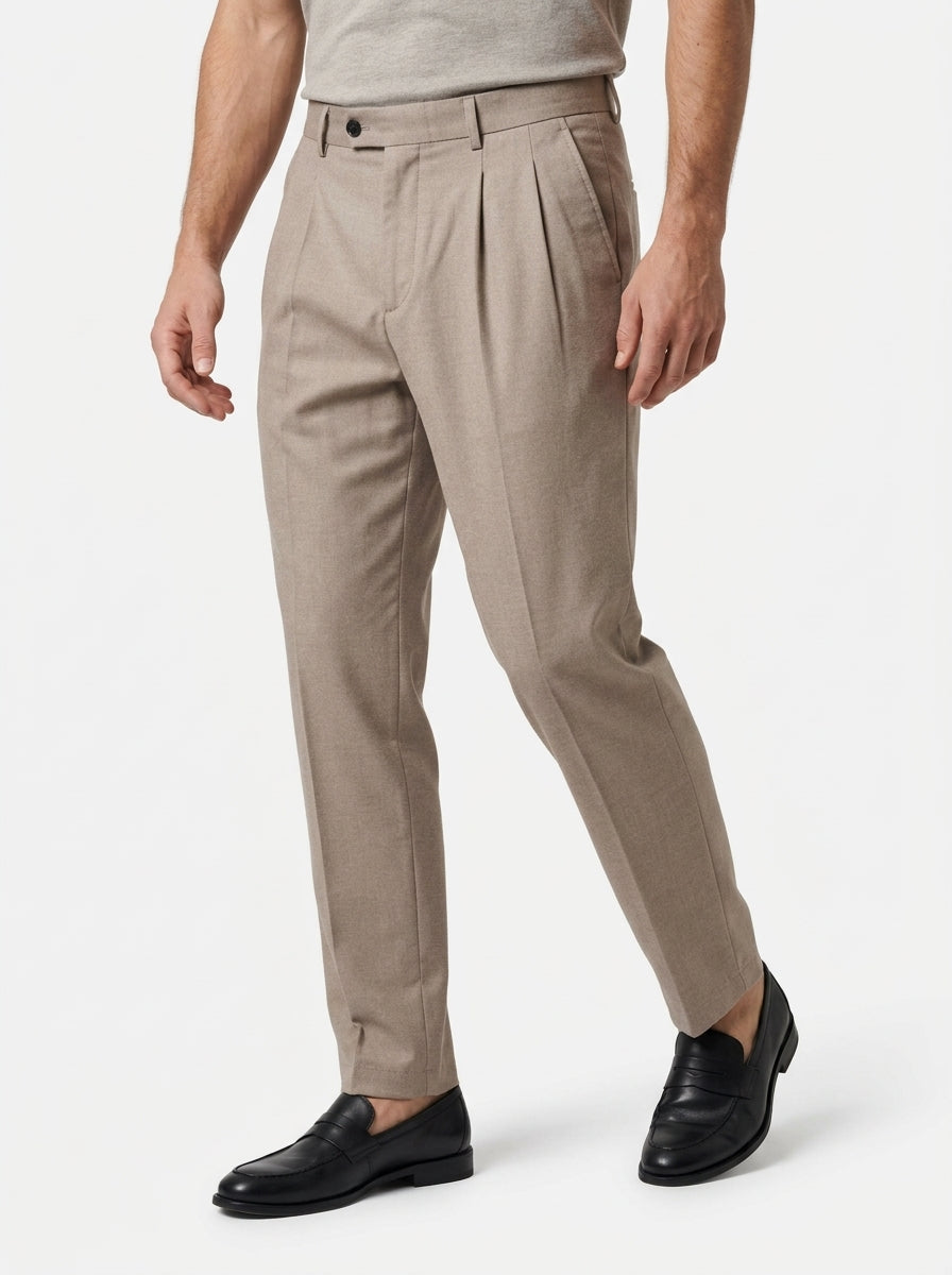 PERFECTION PANTALONE DOPPIA PENCE COLORE BEIGE MADE IN ITALY