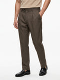 PERFECTION PANTALONE DOPPIA PENCE GESSATO/MARRONE MADE IN ITALY