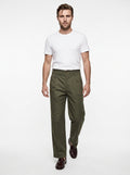 TELACRUDA PANTALONE DOPPIA PENCE FONDO 24 CM COLORE VERDE MILITARE 100% COTONE MADE IN ITALY
