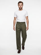 TELACRUDA PANTALONE DOPPIA PENCE FONDO 24 CM COLORE VERDE MILITARE 100% COTONE MADE IN ITALY