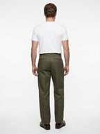 TELACRUDA PANTALONE DOPPIA PENCE FONDO 24 CM COLORE VERDE MILITARE 100% COTONE MADE IN ITALY