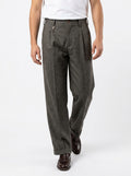 TELACRUDA  PANTALONE DOPPIA PENCE IN TWEED FONDO 24 CM COLORE BROWN MADE IN ITALY