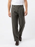 TELACRUDA  PANTALONE DOPPIA PENCE IN TWEED FONDO 24 CM COLORE BROWN MADE IN ITALY