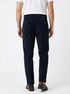 TELACRUDA PANTALONE DOPPIA PENCE IN VELLUTO COLORE NAVY FONDO 21 CM MADE IN ITALY