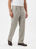 TELACRUDA PANTALONE DOPPIA PENCE IN TWEED FONDO 24 CM COLORE BEIGE MADE IN ITALY
