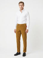 TELACRUDA PANTALONE DOPPIA PENCE IN VELLUTO COLORE COGNAC FONDO 21 CM MADE IN ITALY
