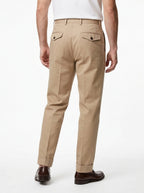 TELACRUDA PANTALONE DOPPIA PENCE IN COTONE FONDO 24 CM COLORE BEIGE MADE IN ITALY