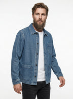 WHITE SAND WORK JACKET IN DENIM CHIARO MADE IN ITALY