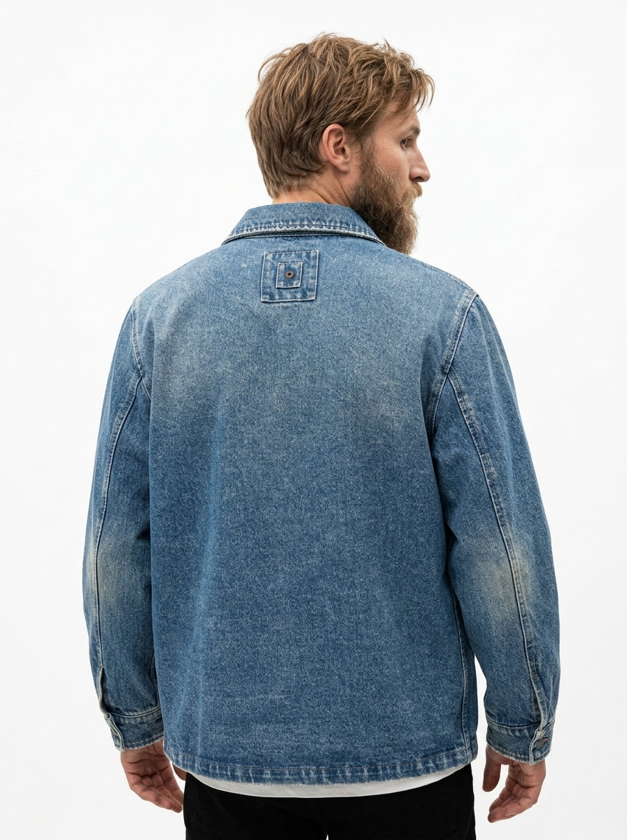 WHITE SAND WORK JACKET IN DENIM CHIARO MADE IN ITALY
