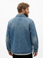 WHITE SAND WORK JACKET IN DENIM CHIARO MADE IN ITALY