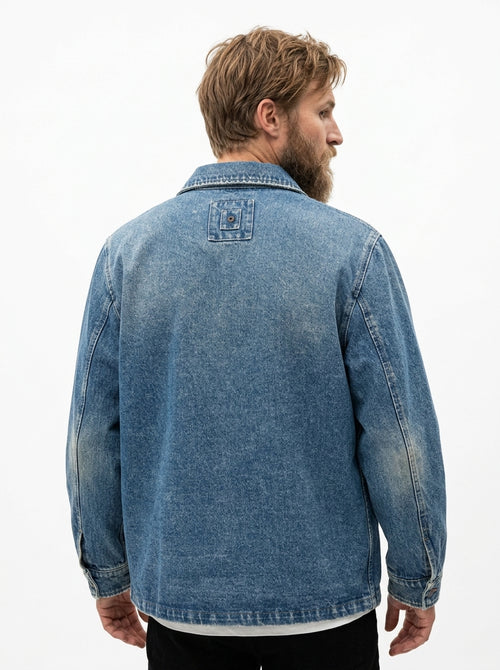 WHITE SAND WORK JACKET IN DENIM CHIARO MADE IN ITALY