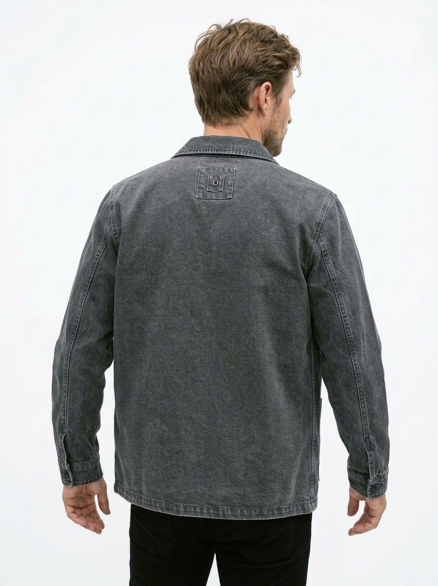 WHITE SAND WORK JACKET IN DENIM COLORE WASHED BLACK